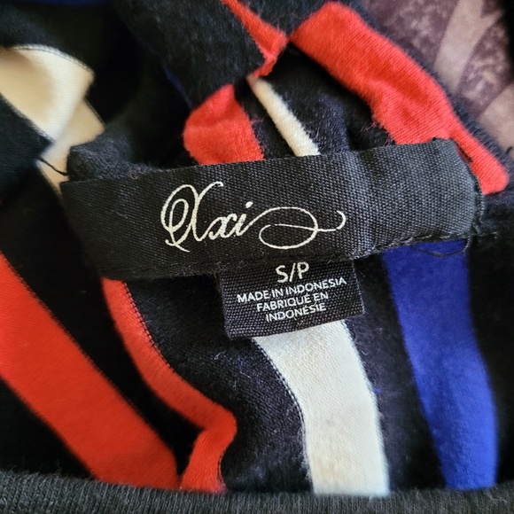 Y2K Forever 21 Striped Bodycon Dress Bows Cutout Coral Blue‎ XXI Small - Picture 10 of 12